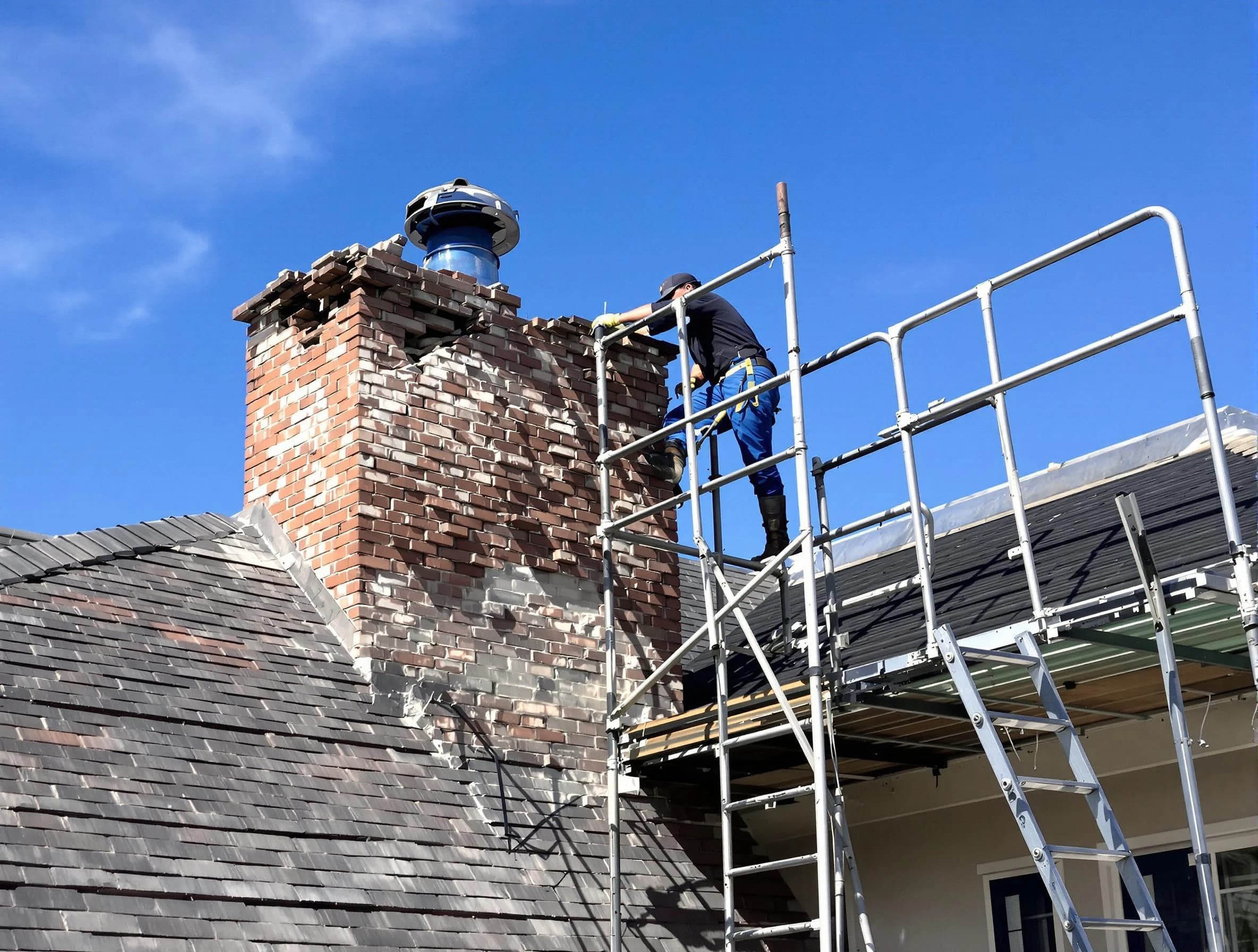 Rebuilding a chimney structure by El Cerro Mission Chimney Sweep in El Cerro Mission, NM